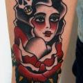 Arm Old School Flower Women tattoo by Burnout Ink