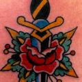 Flower Back Dagger tattoo by Burnout Ink