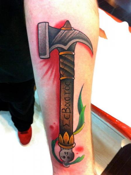 Arm Old School Hammer Tattoo by Carnivale Tattoo
