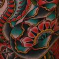 Snake Old School Thigh tattoo by Carnivale Tattoo