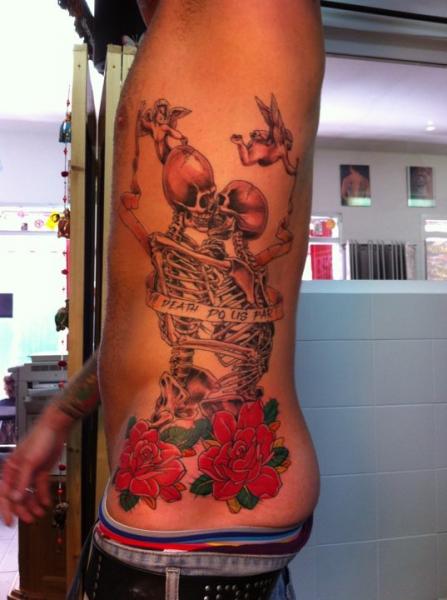 Flower Side Skeleton Tattoo by Ibiza Ink