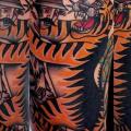 tatuaje Brazo Old School Tigre por Last Port