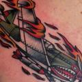 Chest Old School Airplane tattoo by Last Port
