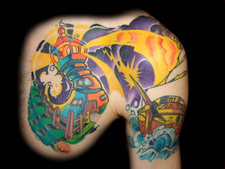 Tatuaggio Fantasy Faro Petto di Punko Tattoo