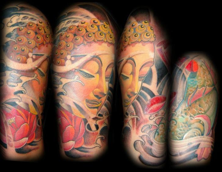 Tatuaggio Spalla Buddha Religiosi di Punko Tattoo