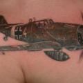 Realistic Breast Airplane tattoo by Blue Tattoo