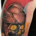 Shoulder Skull Helmet tattoo by Sink The Ink