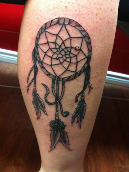 Calf Dreamcatcher Tattoo by Sink Candy Tattoo