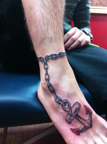 Tatouage Pied Ancre Chaine par Sink Candy Tattoo