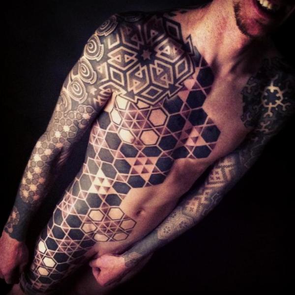 Dotwork Geometric Body Tattoo by Nazareno Tubaro