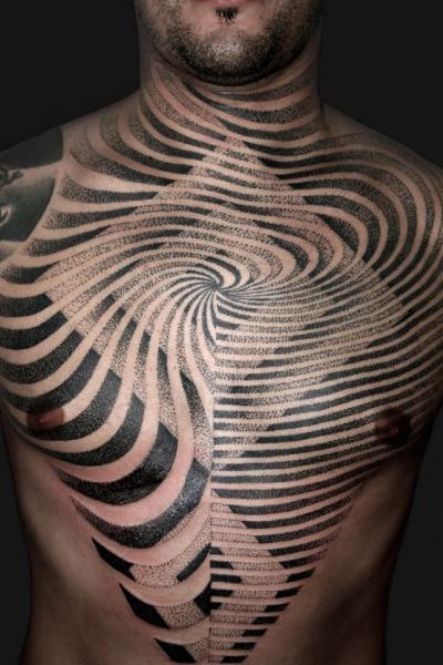 Brust Dotwork Geometrisch Tattoo von Nazareno Tubaro
