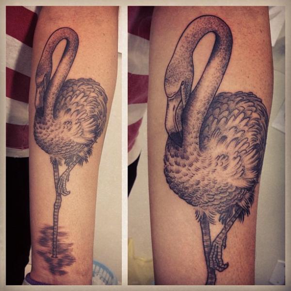 Dotwork Flamingo Tattoo by Gregorio Marangoni