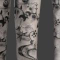 tatuaje Brazo Dotwork Nube por Black Ink Power
