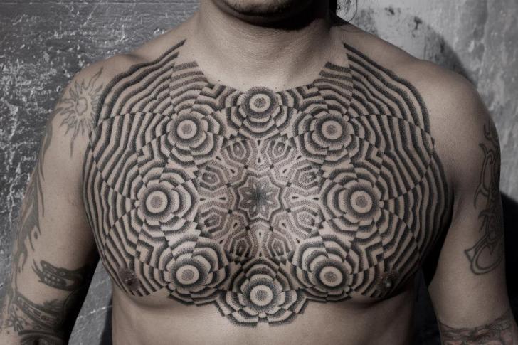 Brust Dotwork Tattoo von Black Ink Power