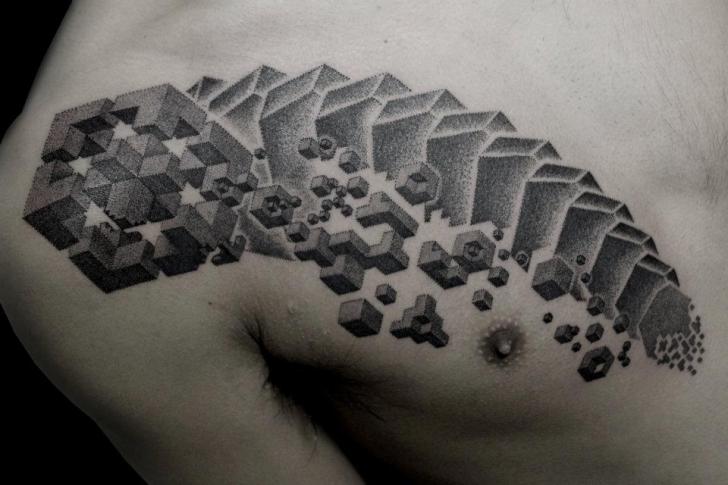 Tatuaje Pecho Dotwork por Black Ink Power