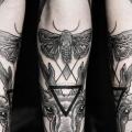 Arm Dotwork Moth Deer tattoo by Leitbild