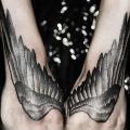 Arm Hand Wings Dotwork tattoo by Leitbild