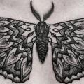 Chest Dotwork Moth tattoo by Leitbild