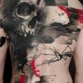 Skull Back Trash Polka tattoo by Buena Vista Tattoo Club