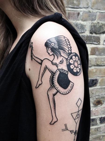 Shoulder Indian Dotwork Tattoo by Philippe Fernandez