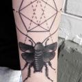 Arm Dotwork Moth tattoo by Philippe Fernandez