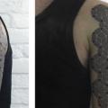 Schulter Dotwork tattoo von Philippe Fernandez