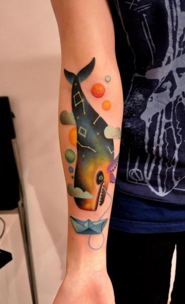Arm Fantasy Whale Tattoo by Raw Tattoo