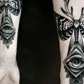 Eye Dotwork Moth tattoo by Kamil Czapiga
