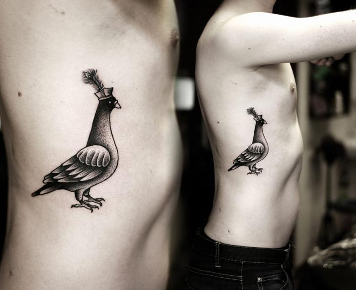 Side Dotwork Goose Tattoo by Kamil Czapiga