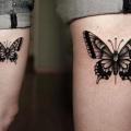 Butterfly Dotwork Thigh tattoo by Kamil Czapiga