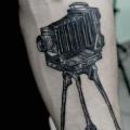 Arm Camera Dotwork Bone tattoo by Master Tattoo