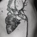 tatuaje Flor Lado Mariposa Dotwork por Master Tattoo