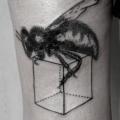 Dotwork Bee Thigh tattoo by Master Tattoo