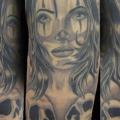 tatuaje Brazo Payaso Cráneo Mujer por Blood Line Tattoos