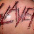 Lettering Back Slayer tattoo by Cactus Tattoo