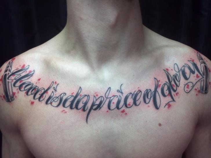 Chest Lettering Tattoo by Cactus Tattoo