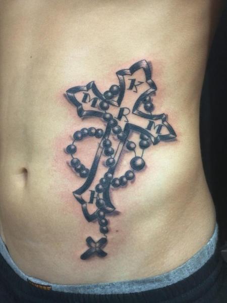 Tatuaggio Fianco Religiosi Croce di Cactus Tattoo
