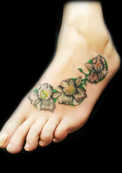 Foot Flower Tattoo by Planeta Tattoo