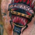 Old School Bein Flammen tattoo von Sputnink Tattoo