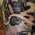 tatuaje Hombro Buda Perro por Sputnink Tattoo