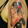 Shoulder Japanese Geisha tattoo by Sputnink Tattoo