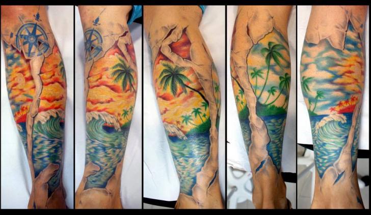 Arm Landscape Tattoo by Astin Tattoo