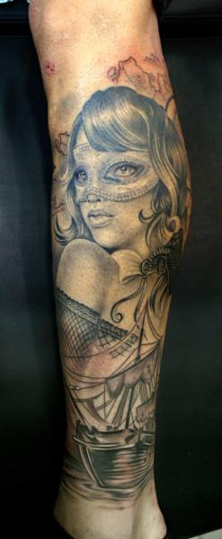 Arm Mexican Skull Tattoo by Astin Tattoo