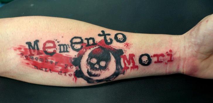 Arm Lettering Trash Polka Tattoo by Astin Tattoo