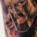 tatuaggio Realistici Polpaccio Guerriero di Astin Tattoo
