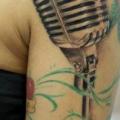 Shoulder Realistic Microphone tattoo by Astin Tattoo