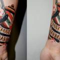 Arm Old School Barber tattoo by La Dolores Tattoo
