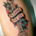 Arm New School Mechanic tattoo by La Dolores Tattoo