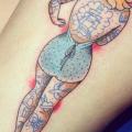 New School Pin-up Thigh tattoo by La Dolores Tattoo