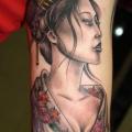 tatuaje Brazo Japoneses Geisha por Silver Needle Tattoo